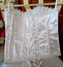 Ladies NEW WHITE WEDDING CORSET G-STING size large