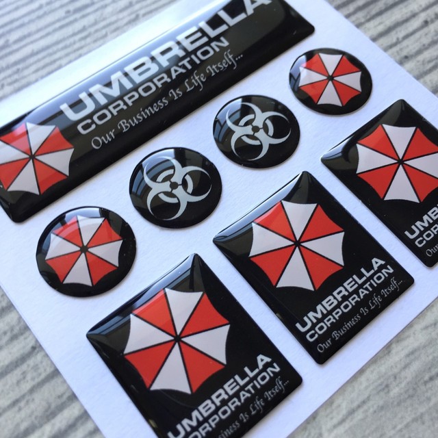 Umbrella Corporation 3d domed emblem decal stickers set 8pc eBay