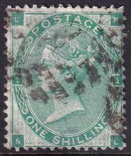 GB QV (1862): Fine Used 1/- Deep Green | SG89 J101(1) 'NL' | SCARCE | Cat £500