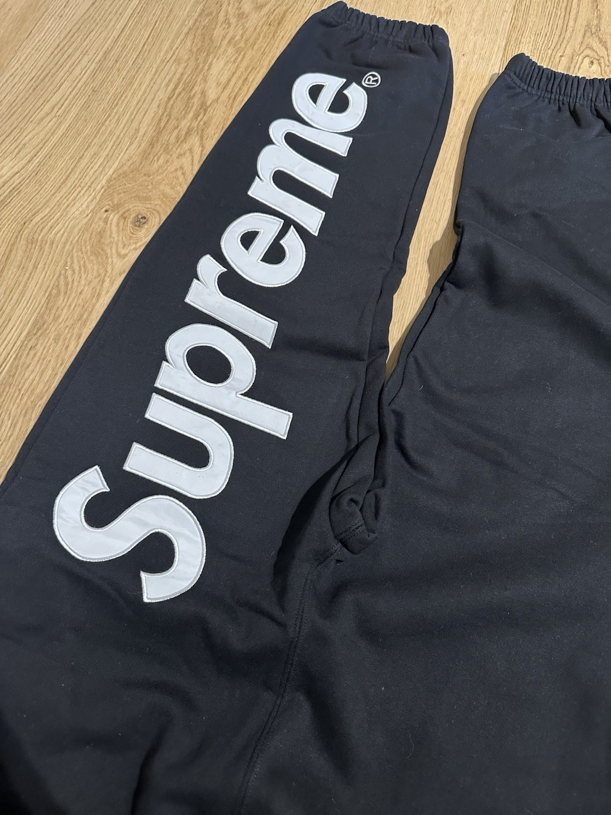 Supreme Satin Appliqué Joggers Sweatpants Black Size M image 5