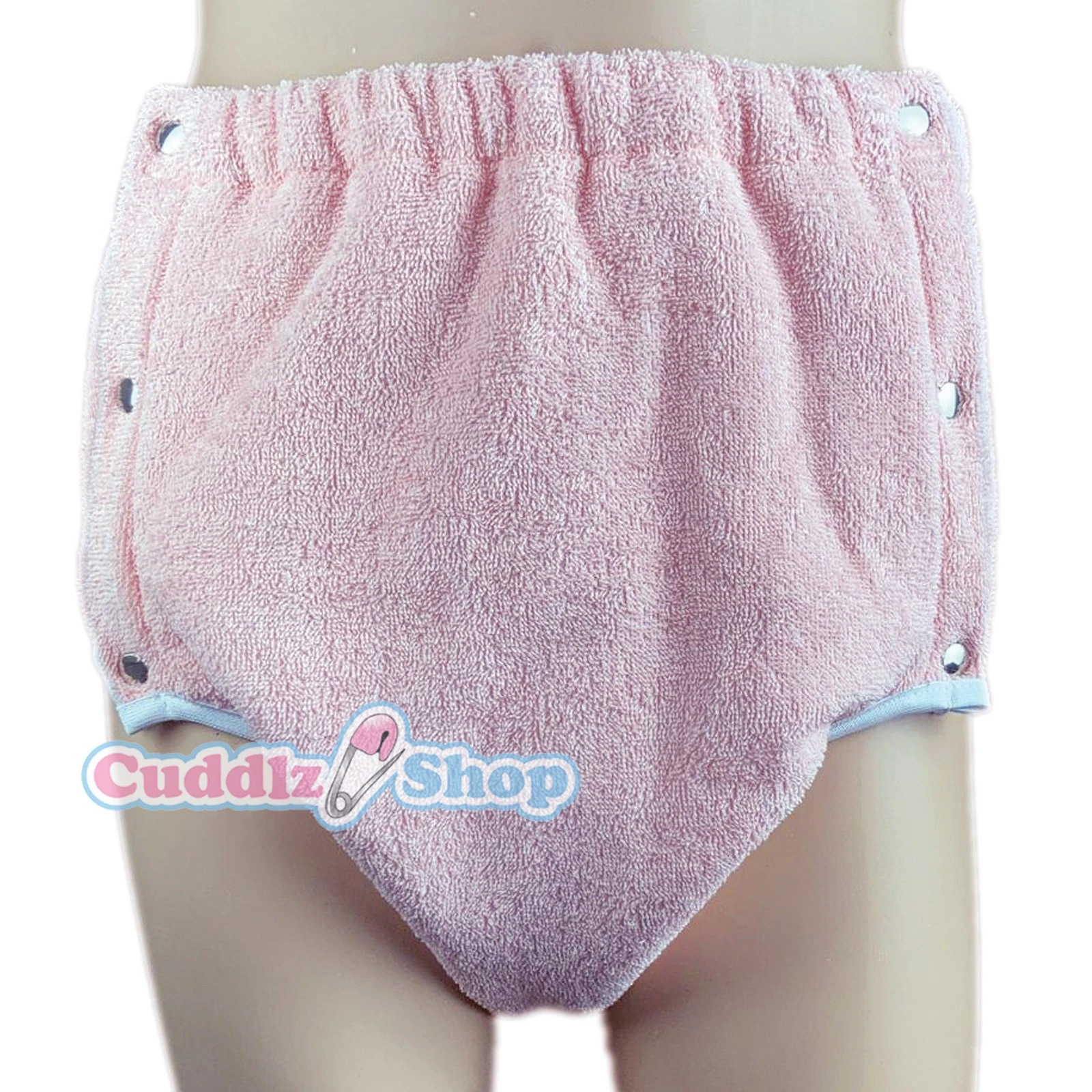 Cuddlz Side Snap Pink Terry Towelling Adult Incontinence Brief Double Thickness