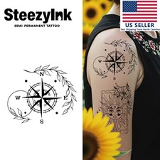 SteezyInk temporary tattoo Compass Rose last upto 2 weeks 4 x 4 inch