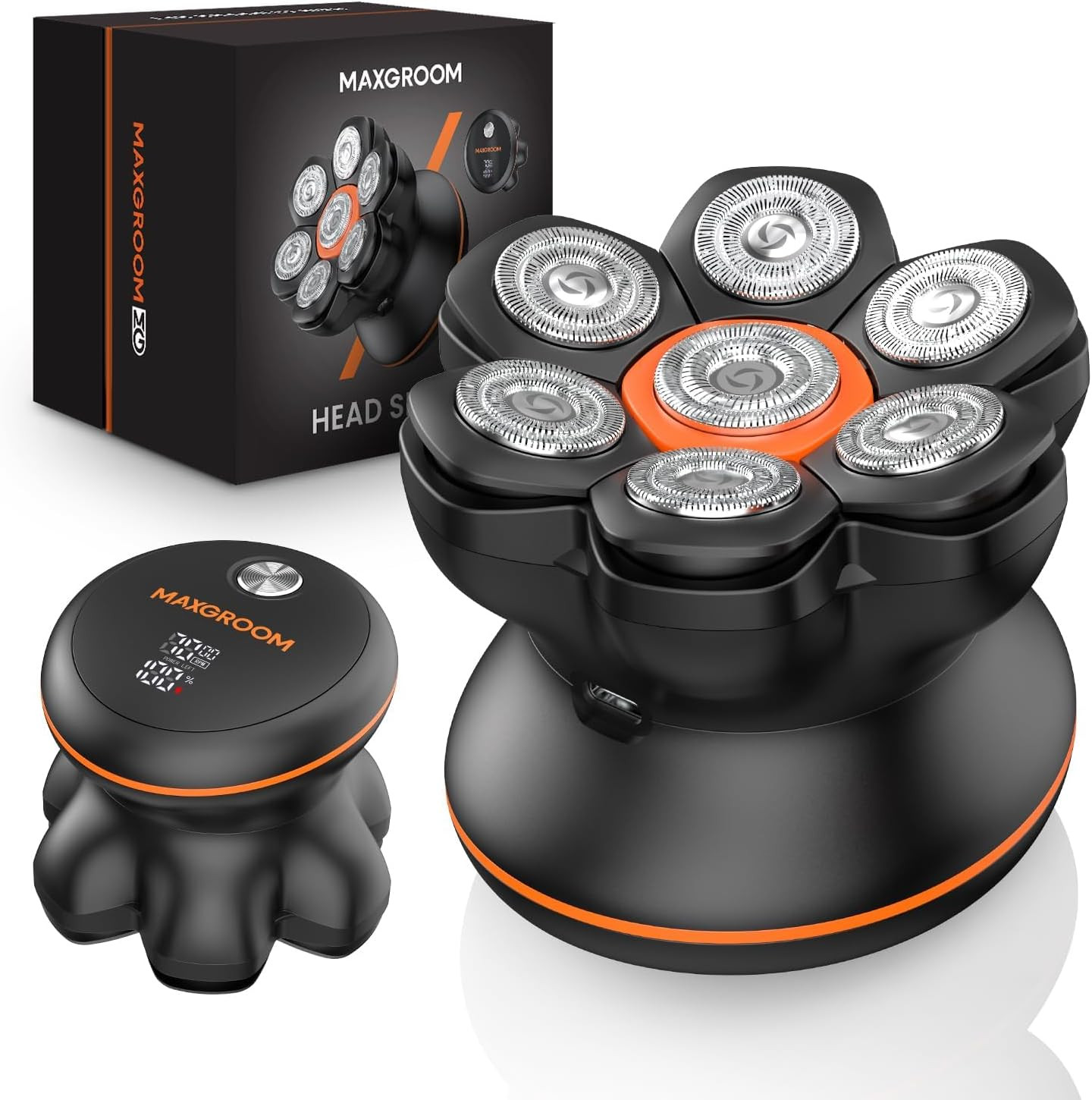 Rasoir électrique de poche puissant étanche pour homme et entretien tête chauve noir