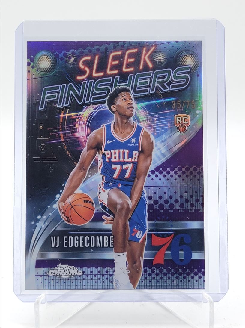 VJ EDGECOMBE 2025-26 TOPPS CHROME SLEEK FINISHERS ROOKIE PURPLE RC /75 Q4221
