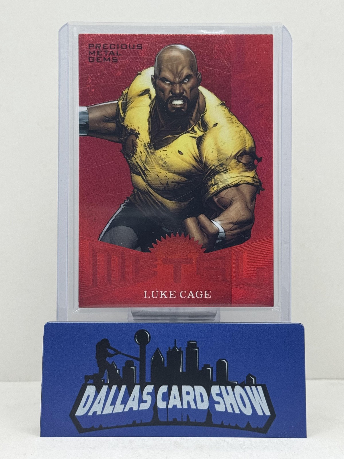 2017 Fleer Ultra Marvel Spider-Man Metal PMG Red 7/99 Luke Cage #MM10