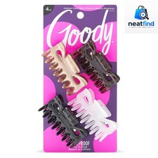 SlideProof Classics Medium Claw Clips - 4 Ct, Neutral Chic Hair Accessories