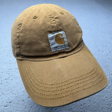 Carhartt Hat Cap Strap Back Boys One Size Brown Canvas Workwear Logo Adjustable