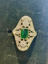 NWOT Art Deco Style Emerald Cut retro halo Zircon Ring in 7 Engagement Bridal