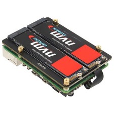 X1005 PCIe to Bottom Dual M.2 HAT NVMe SSD PCIe Peripheral Board for Raspberr...