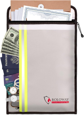 Fireproof Document Bag (15 X 11 Inch) with 2 Pockets, Fire Safe Envelope Bag for