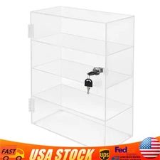 Acrylic Display Case Countertop Clear Box Dustproof Shelves Showcase with Lock