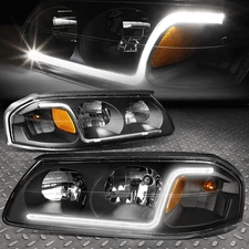 [LED DRL] FOR 2000-2005 CHEVY IMPALA BLACK HOUSING AMBER CORNER HEADLIGHT/LAMP