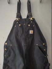 Carhartt Duck Bib Work Unlined Black Overalls Men  s Size W44 L 28 No Tag