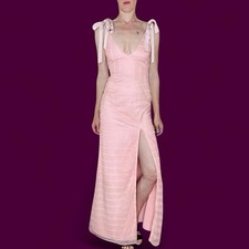 Lovers Friends Light Pink Textured Lace Girly Coquette Maxi Sleeveless Dress