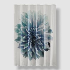 Madison Park Blue Aqua Floral Norah 200TC Cotton Percale Shower Curtain