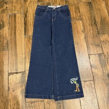 Vintage JNCO Girls Jeans Size 14 Amber Embroidered Fairy Made USA Wide Leg
