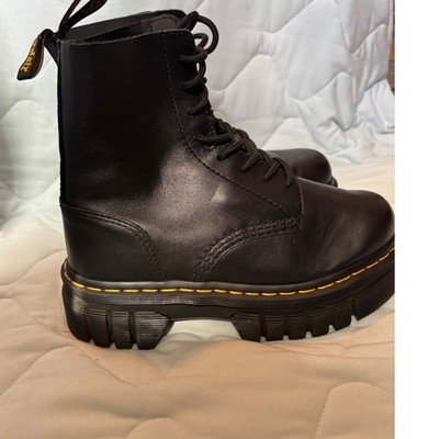 Dr. Martens Audrick 8-Eye Black Nappa Lux Leather Platform Boots Quad Neoteric
