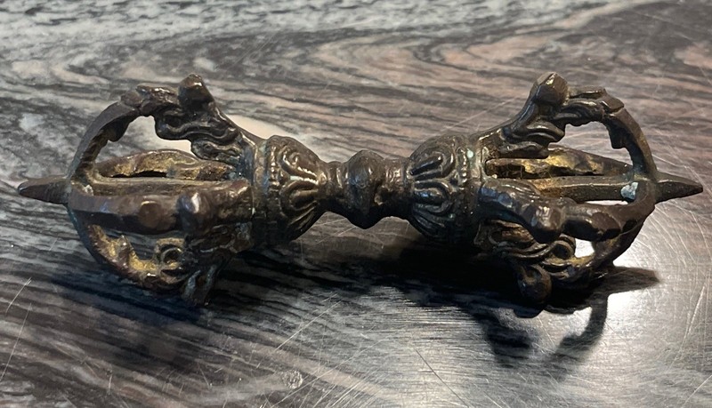 Vintage Tibetan Bronze Vajra Dorje Buddhist Ritual Thunderbolt Meditation Tool