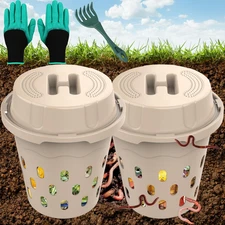 2-Pack Inground Worm Composter, Outdoor Worm Compost Bin for Garden Beds & Home