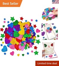 260 Glitter Foam Stickers - Self-Adhesive Mini Stars Hearts for All Occasions