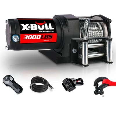  12V 3000LBS Steel Wire Electric Winch for Towing ATV/UTV 3000Lbs-Steel wire