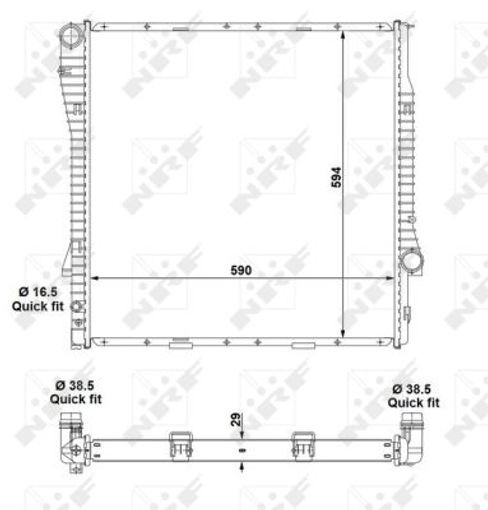Kühler Motorkühlung Kühlrippen gelötet 594 - 590 mm Aluminium NRF für BMW X5 - Bild 5