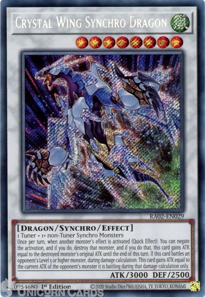 RA02-EN029 Crystal Wing Synchro Dragon : Secret Rare 1st Edition YuGiOh Card