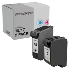 2pk BLACK COLOR Ink Cartridge for HP 15/17 CC615D C6625A