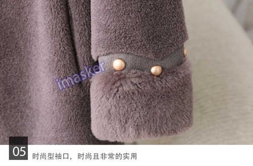 Manteau mi-long femme col fourrure renard véritable peau de mouton 100% laine chaud hiver - Photo 18/27