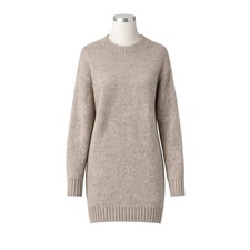 Topshop Knit Mini Sweater Dress - Neutral Crew Neck - US 0-2 - Cozy Chic