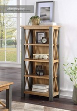Bookcase Reclaimed Wood Small Industrial Shelving Unit with Steel Frame