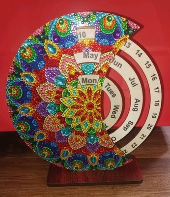   NEU Handgefertigtes Mandala Muster Diamond Art Rotierender Täglicher Ewiger Kalender