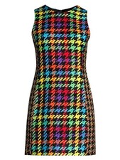 ALICE + OLIVIA Coley Multicolor Houndstooth Dress