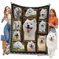 Blanket for Women Men, Gifts for Dog Lovers, Soft Cozy 60" x 80" Samoyed