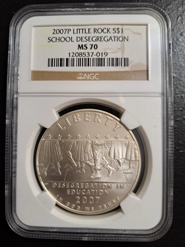 2007 P LITTLE ROCK SCHOOL DESEGREGATION COMMEMORATIVE SILVER DOLLAR NGC MS70 