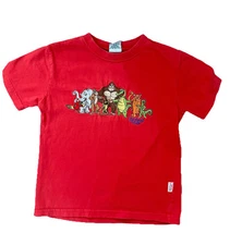 Vintage Rainforest Cafe Embroidered Safari Animals Red Tee Size Youth Small 6