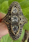 18KT HGE PLATE gold plate Art Deco Antique Vintage Ring Size 6.5 Jewelry