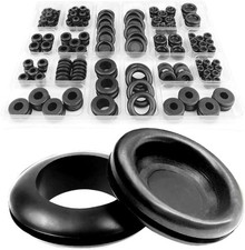 DSL Grommet Kit, 200pcs 18 Sizes Black Rubber Grommets for Holes Electrical Wir