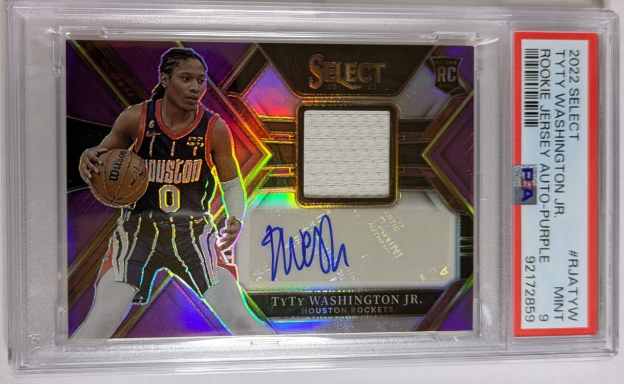TYTY Washington Jr. Autograph 2022 Select Rookie Jersey Auto-Purple /99 PSA 9 view 1
