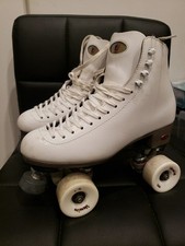 Riedell 33683 120 Artistic Roller Skate white Leather Varsity Wheels Quads 8 med