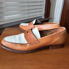 UNLINED| PEAL & CO x CROCKETT JONES 9.5D TAN WHITE SPECTATOR LAOFERS SHOES 9.5 D