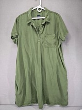 Gap Casual Dress, Short Sleeve, V-Neck w/buttons, Pockets, Green, XXL