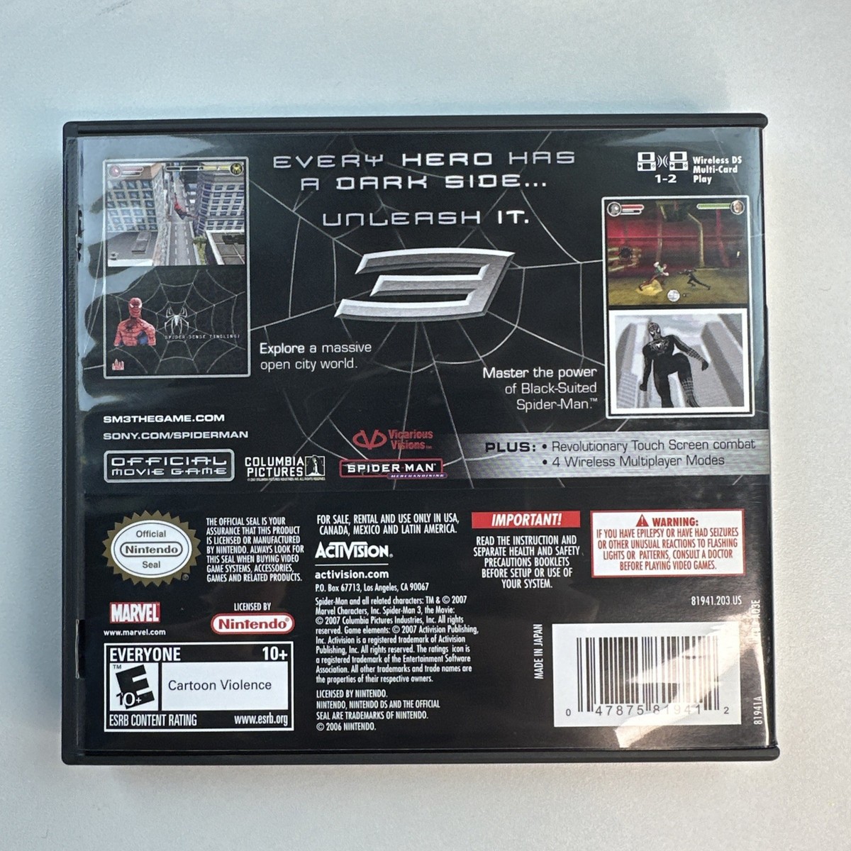 Spider-Man 3 Spiderman Nintendo DS Original Authentic Game