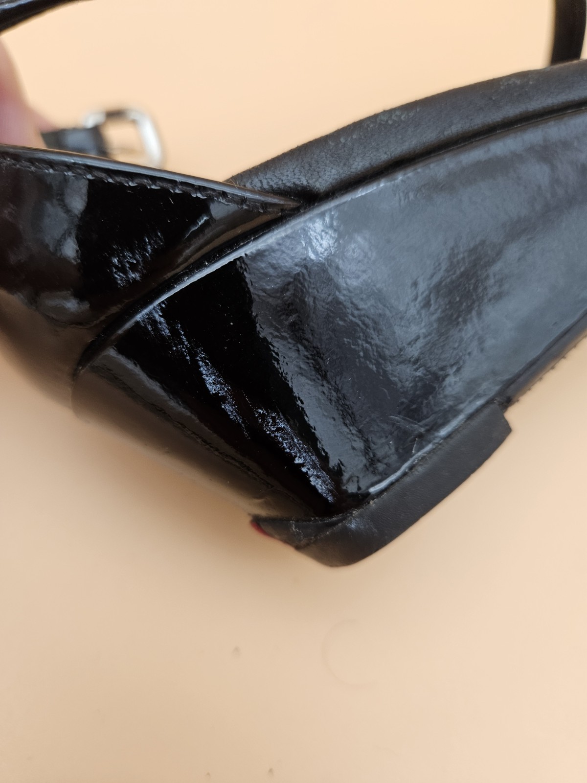 Prada Patent Leather Wedge Sandals Chain Detail M… - image 17