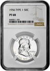 1956 Type 1 50C Silver Proof Franklin Half Dollar NGC Graded PF 68