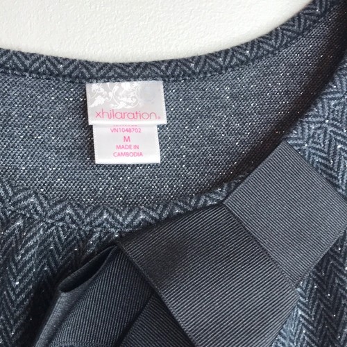 Xhilaration Girls Size M Black and Grey Target Brand Holiday Dress Bow - Picture 2 of 2