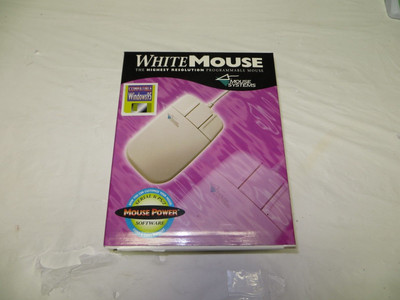 Mouse Systems White Mouse Serial Port PS/2 Computer Mouse New in Box Vintage