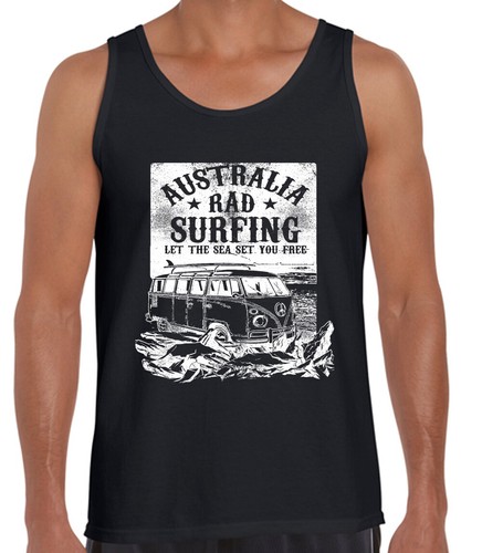 Funny Singlets Aussie Australian Bogan Mens T-shirt Slang Drinking flag Black - Picture 14 of 45