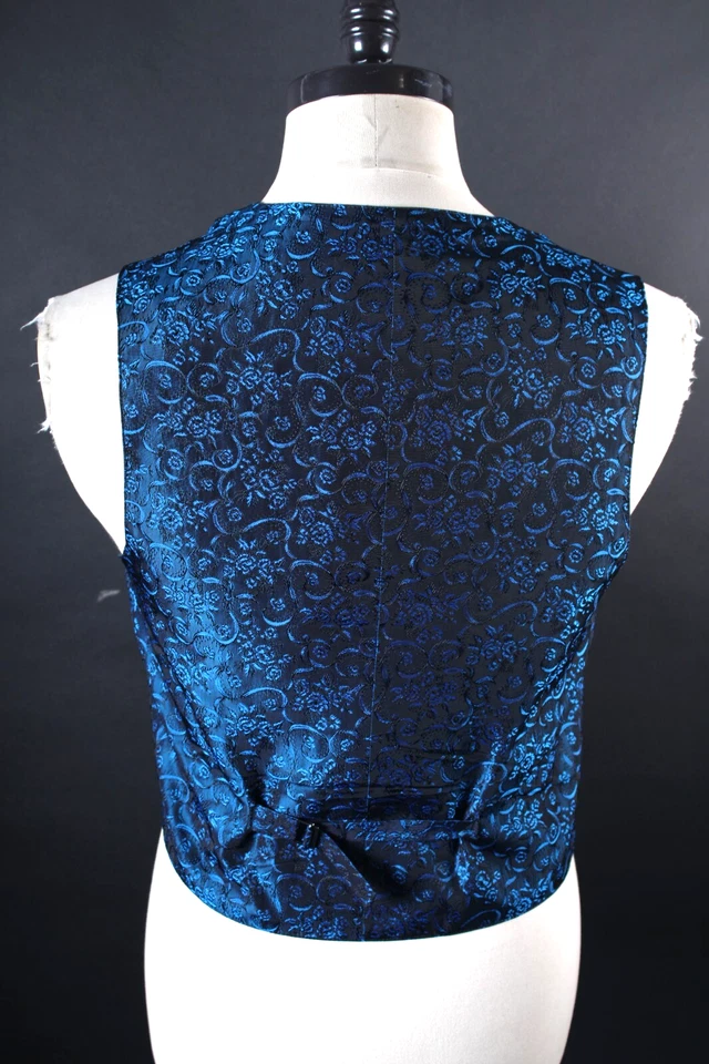 Vintage Blue Brocade Formal Tuxedo Vest Size Mens Medium - Image 4 of 4