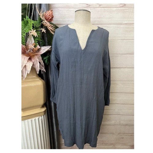 D1-- NWT blue MADEWELL long sleeve v-neck women's casual dress SMALL